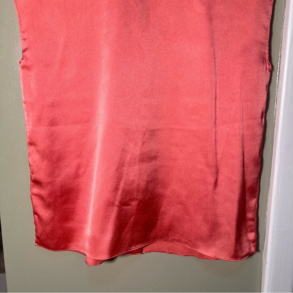 Philosophy Women's Size XS Satin Finish Button Down Blouse Coral Pink Sleeveless - Picture 7 of 9